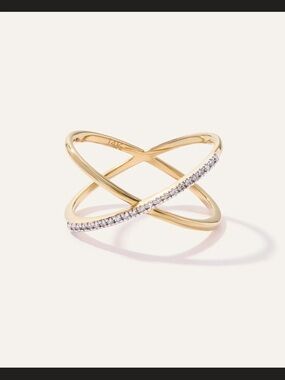 Quince 14K Gold Diamond Pave Crossover Ring